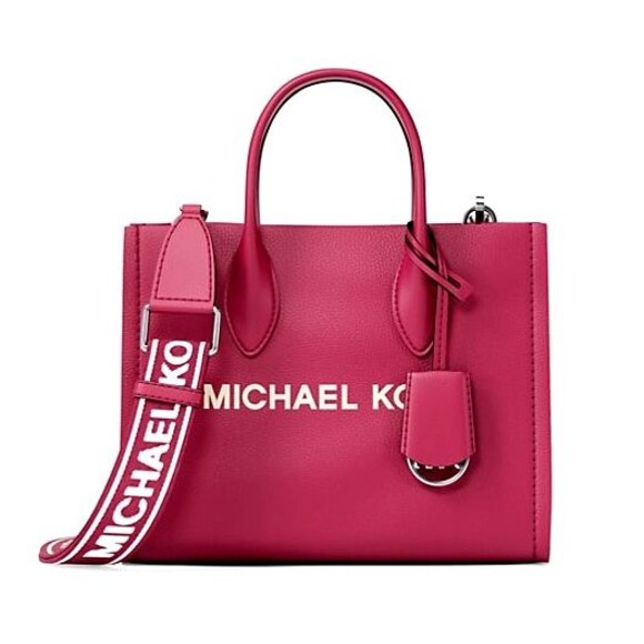 New Michael Kors Mirella Small Shopper Top Zip Crossbody Dark Raspberry - Picture 1 of 5